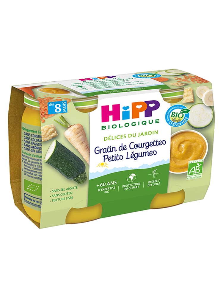 Hipp Gratin de Courgettes Petits Légumes Pots 2 X 190 g Dès 8 Mois