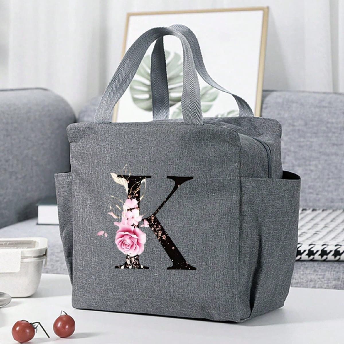 1 pièce / Sac à repas élégant avec imprimé floral, transportez de la nourriture fraîche facilement, fermeture à glissière facile à nettoyer,