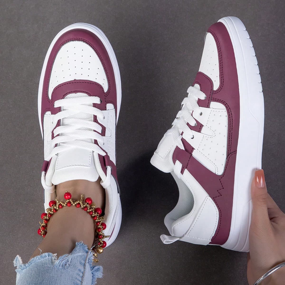 Chaussures de sport classiques à bas prix de la série urbaine blocs de couleurs, chaussures de sport pour femmes, chaussures respirantes et