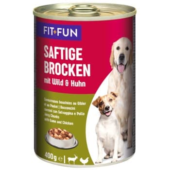 FIT+FUN Morceaux juteux Gibie et poulet 6x400 g